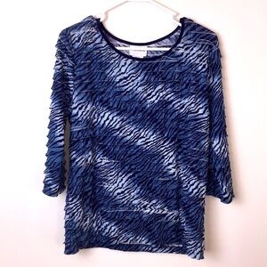 🌸 Bon Worth blue zebra ruffled top. Si…